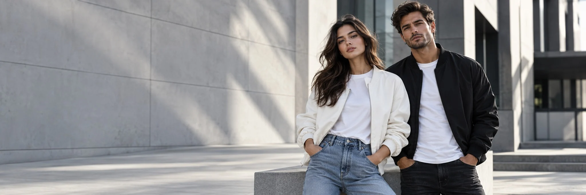 Мъж и жена с ежедневни облекла от Fashion Empire
