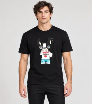 ЧЕРНА МЪЖКА ТЕНИСКА DSQUARED2 — върху модел